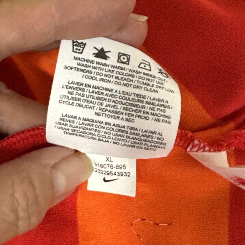 Nike Golf Tour‎ Performance Women's L Polo Shirt Orange Striped EUC - Picture 14 of 16